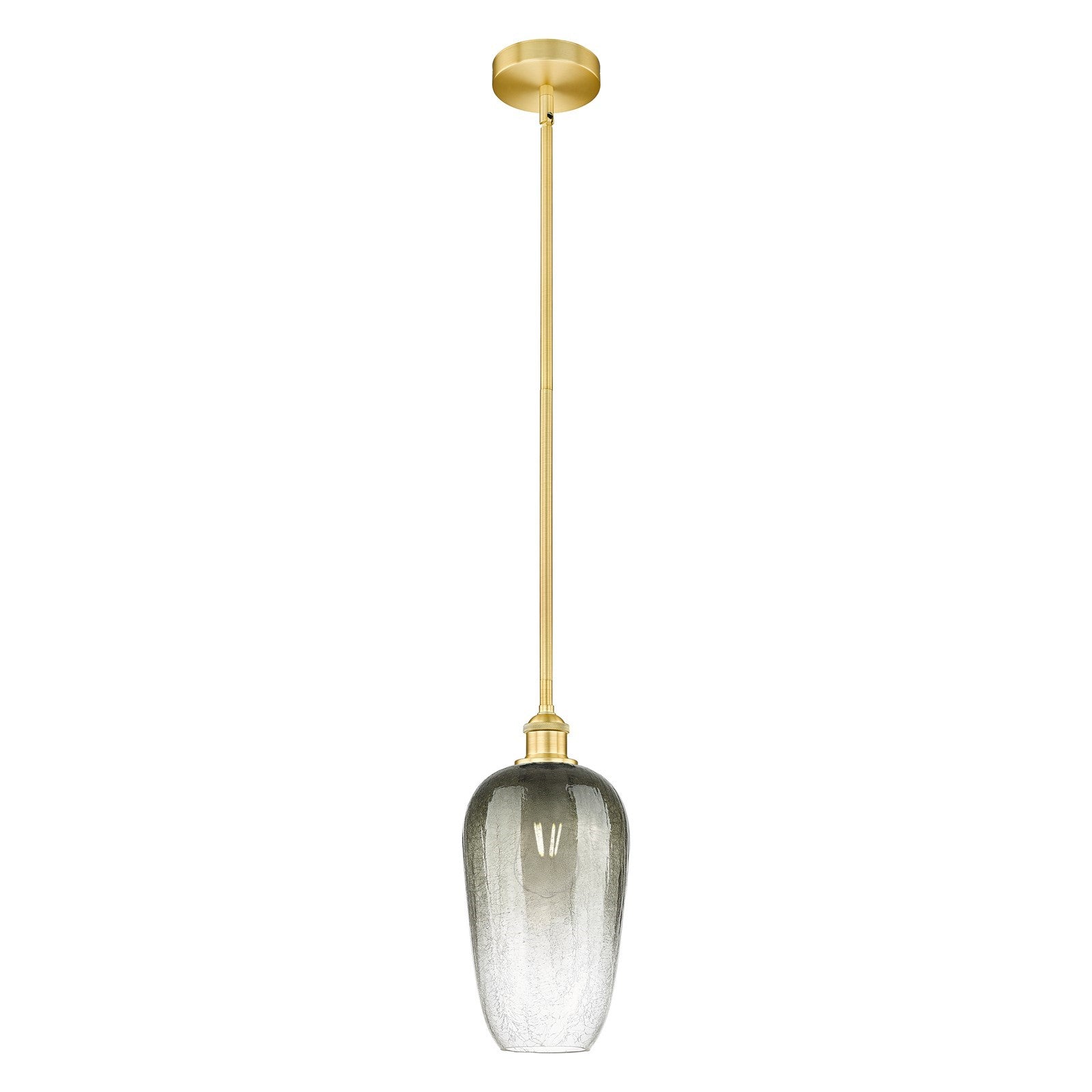 Innovations Brookhaven Flute 7in 1-Light Mini Pendant | Industrial Satin Gold Steel and Matte Black Glass | Kitchen Island & | Model 616-1S-SG-G484-7SL