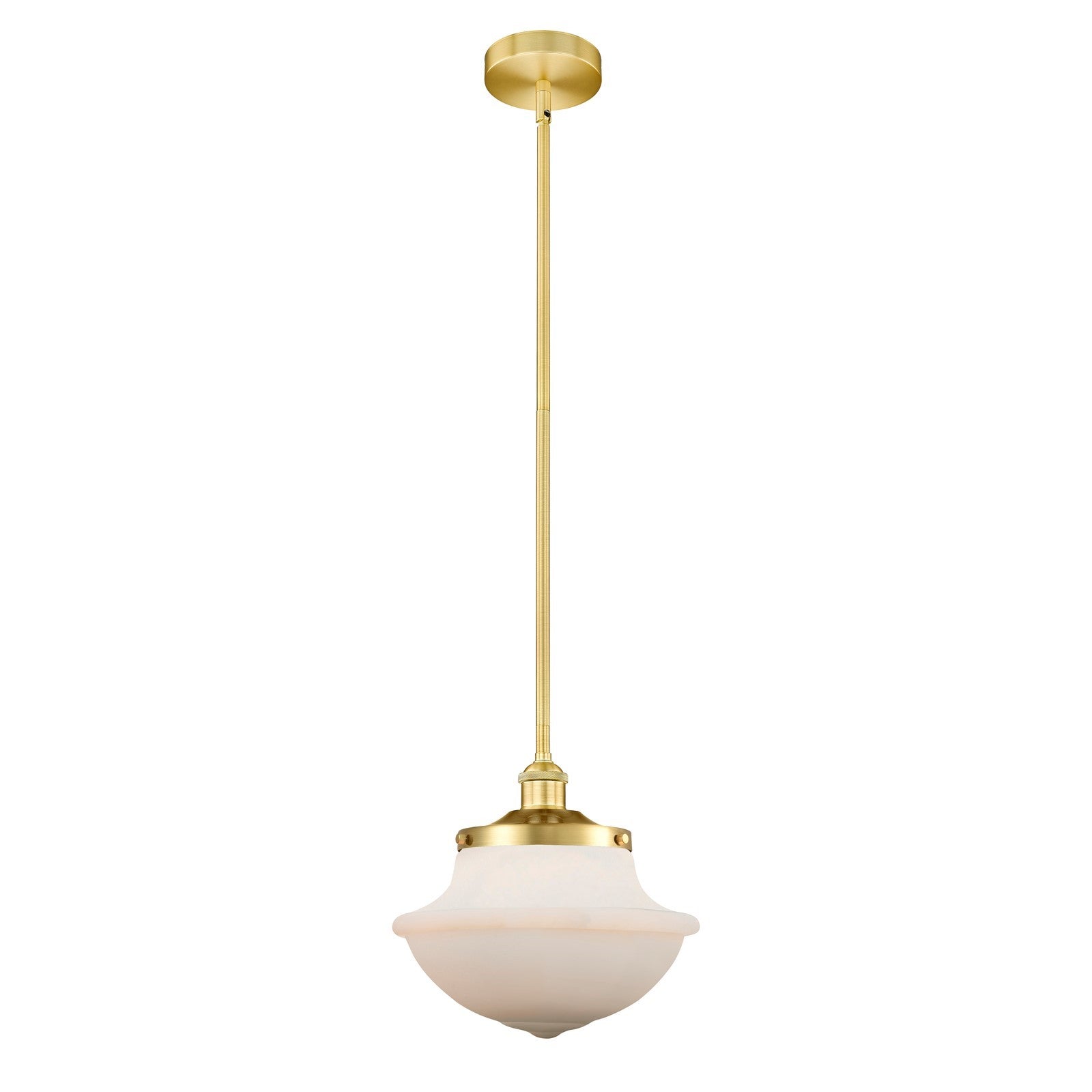 Innovations Oxford 12in 1-Light Mini Pendant | Industrial Satin Gold and Matte White Frosted Glass | Kitchen Island & Dining Room | Model 616-1S-SG-G541