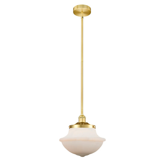 Innovations Oxford 12in 1-Light Mini Pendant | Industrial Satin Gold and Matte White Frosted Glass | Kitchen Island & Dining Room | Model 616-1S-SG-G541