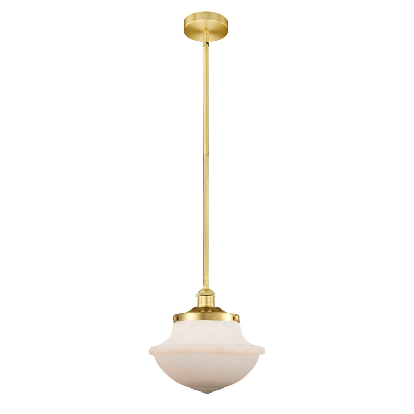 Innovations Oxford 12in 1-Light Mini Pendant | Industrial Satin Gold and Matte White Frosted Glass | Kitchen Island & Dining Room | Model 616-1S-SG-G541