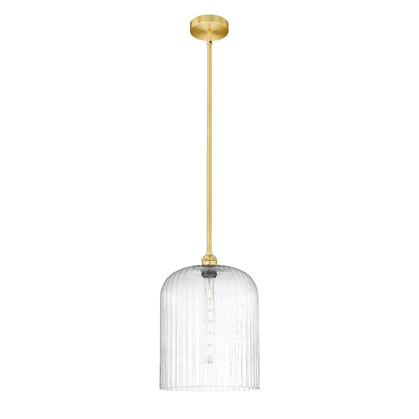 Innovations Bridal Veil 5in 1-Light Mini Pendant | Art Nouveau Satin Gold Steel and Seedy Ribbed Glass | Kitchen Island & | Model 616-1S-SG-G559-12SDY