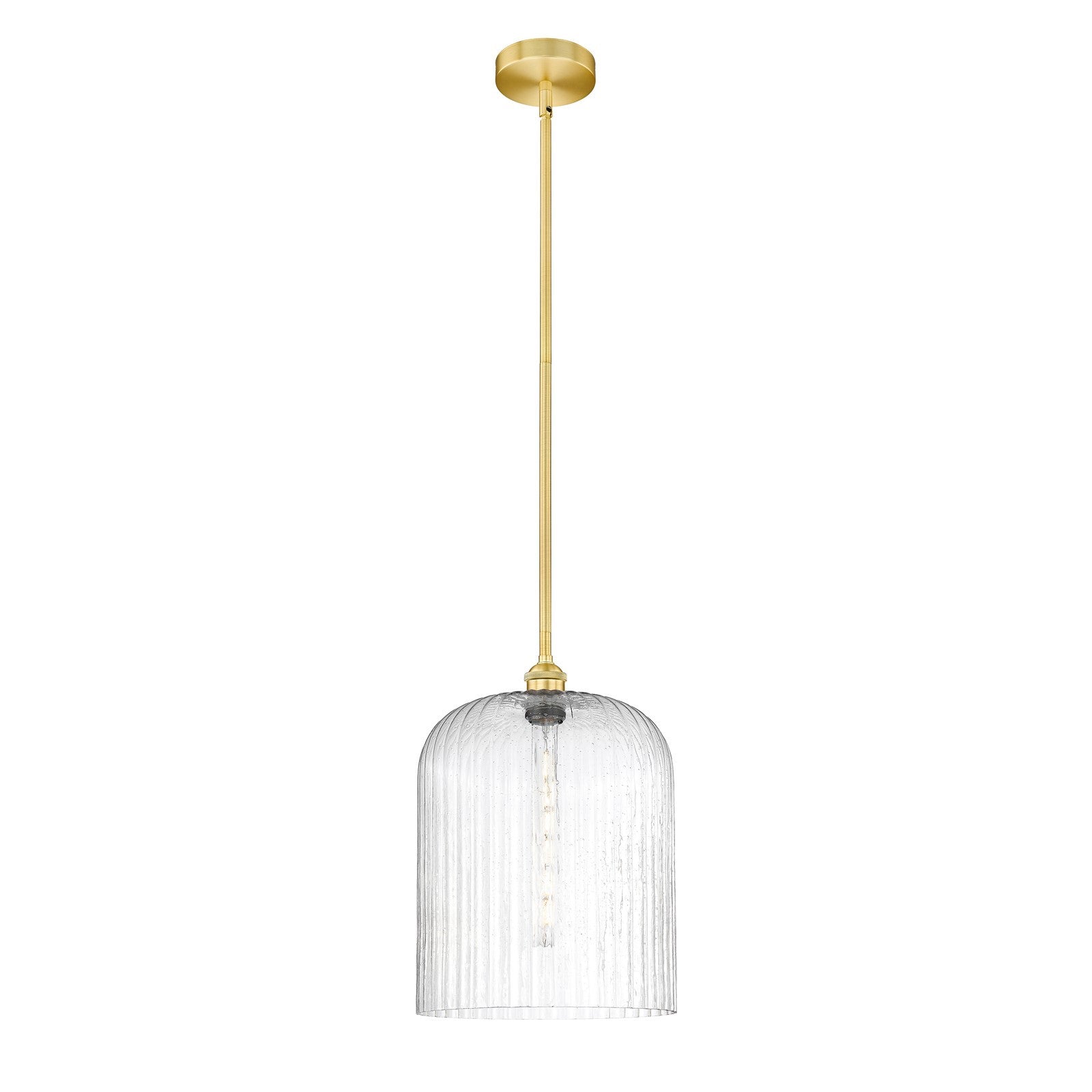 Innovations Bridal Veil 5in 1-Light Mini Pendant | Art Nouveau Satin Gold Steel and Seedy Ribbed Glass | Kitchen Island & | Model 616-1S-SG-G559-12SDY