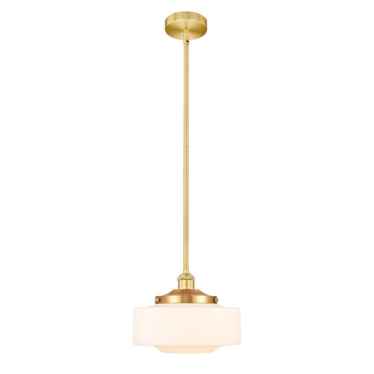 Innovations Bridgeton 12in 1-Light Mini Pendant | Traditional Satin Gold Steel and Matte White Frosted Glass | Kitchen Island & | Model 616-1S-SG-G691-12