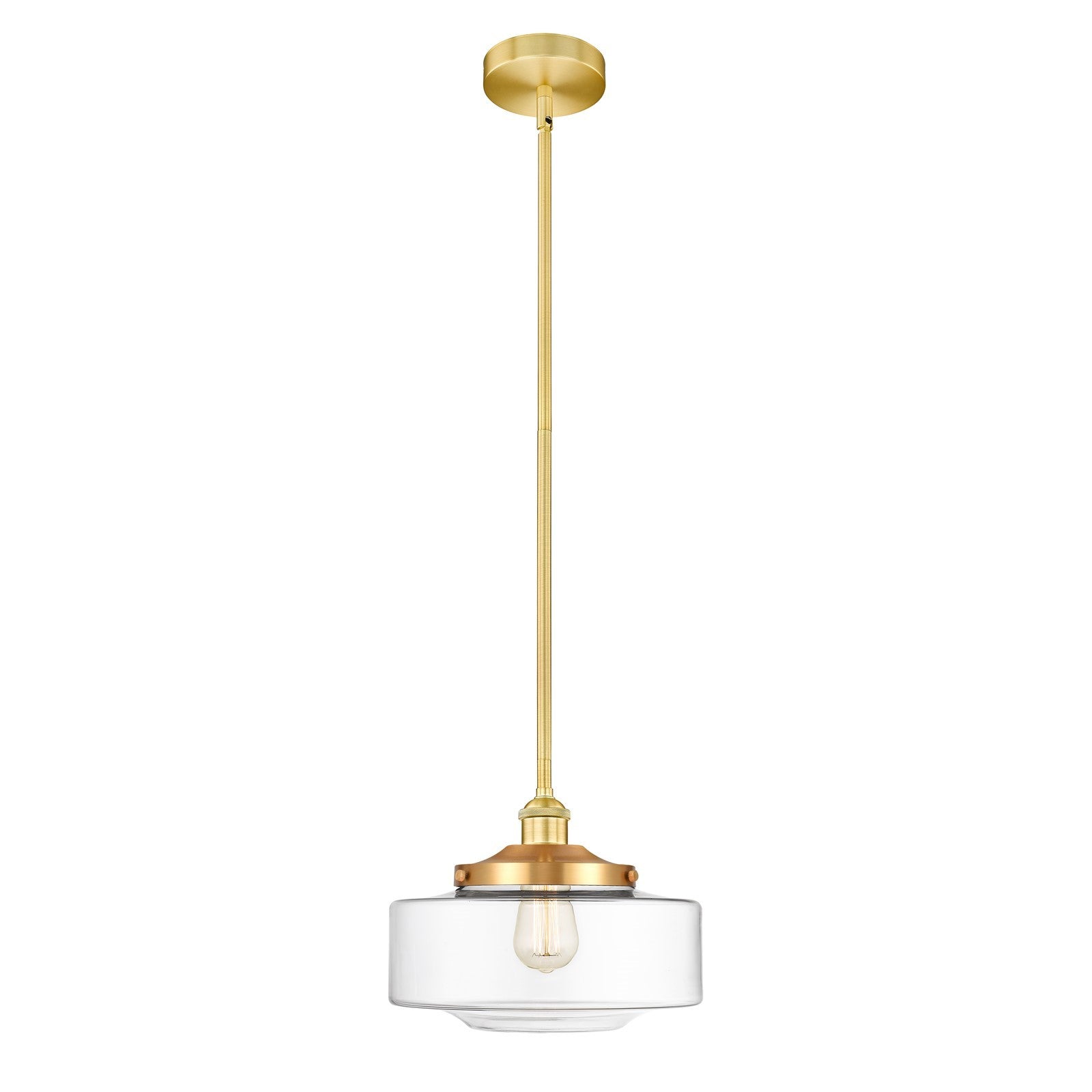 Innovations Bridgeton 12in 1-Light Mini Pendant | Traditional Satin Gold Steel and Clear Glass | Kitchen Island & Dining Room | Model 616-1S-SG-G692-12