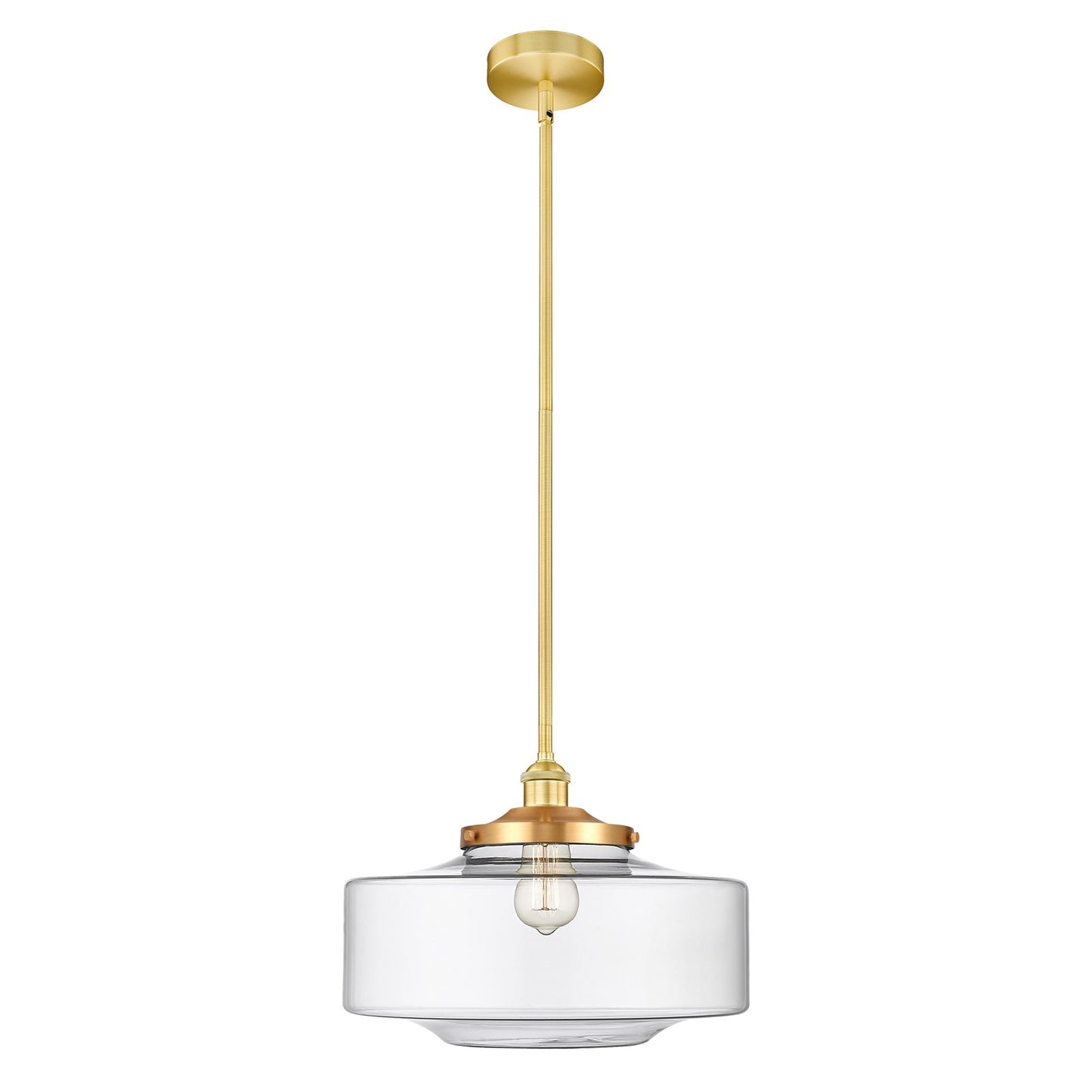 Innovations Bridgeton 12in 1-Light Mini Pendant | Traditional Satin Gold Steel and Clear Glass | Kitchen Island & Dining Room | Model 616-1S-SG-G692-16