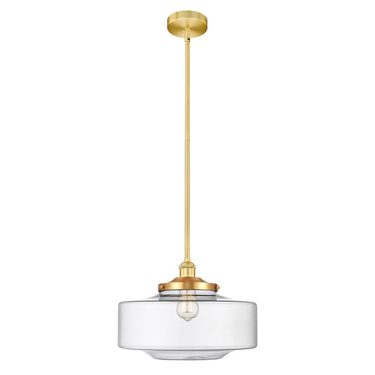 Innovations Bridgeton 12in 1-Light Mini Pendant | Traditional Satin Gold Steel and Clear Glass | Kitchen Island & Dining Room | Model 616-1S-SG-G692-16