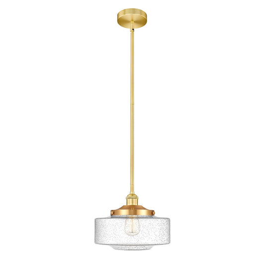 Innovations Bridgeton 12in 1-Light Mini Pendant | Traditional Satin Gold Steel and Seedy Glass | Kitchen Island & Dining Room | Model 616-1S-SG-G694-12