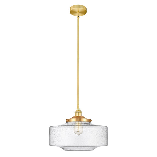 Innovations Bridgeton 11.75in 1-Light Mini Pendant | Traditional Satin Gold Steel and Seedy Glass | Kitchen Island & Dining Room | Model 616-1S-SG-G694-16