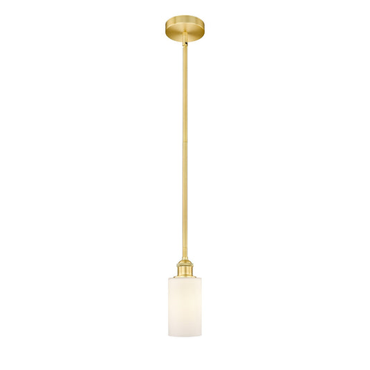 Innovations Clymer 1-Light Mini Pendant | Satin Gold Steel and Matte White Glass | Kitchen Island & Dining Room | 3.88 x 3.88 x | Model 616-1S-SG-G801