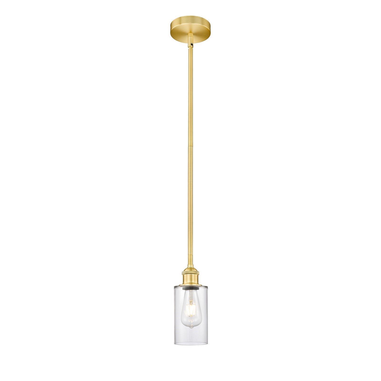 Innovations Clymer 1-Light Mini Pendant | Art Nouveau Satin Gold Steel and Clear Glass | Kitchen Island & Breakfast Nook | 3.88 x | Model 616-1S-SG-G802