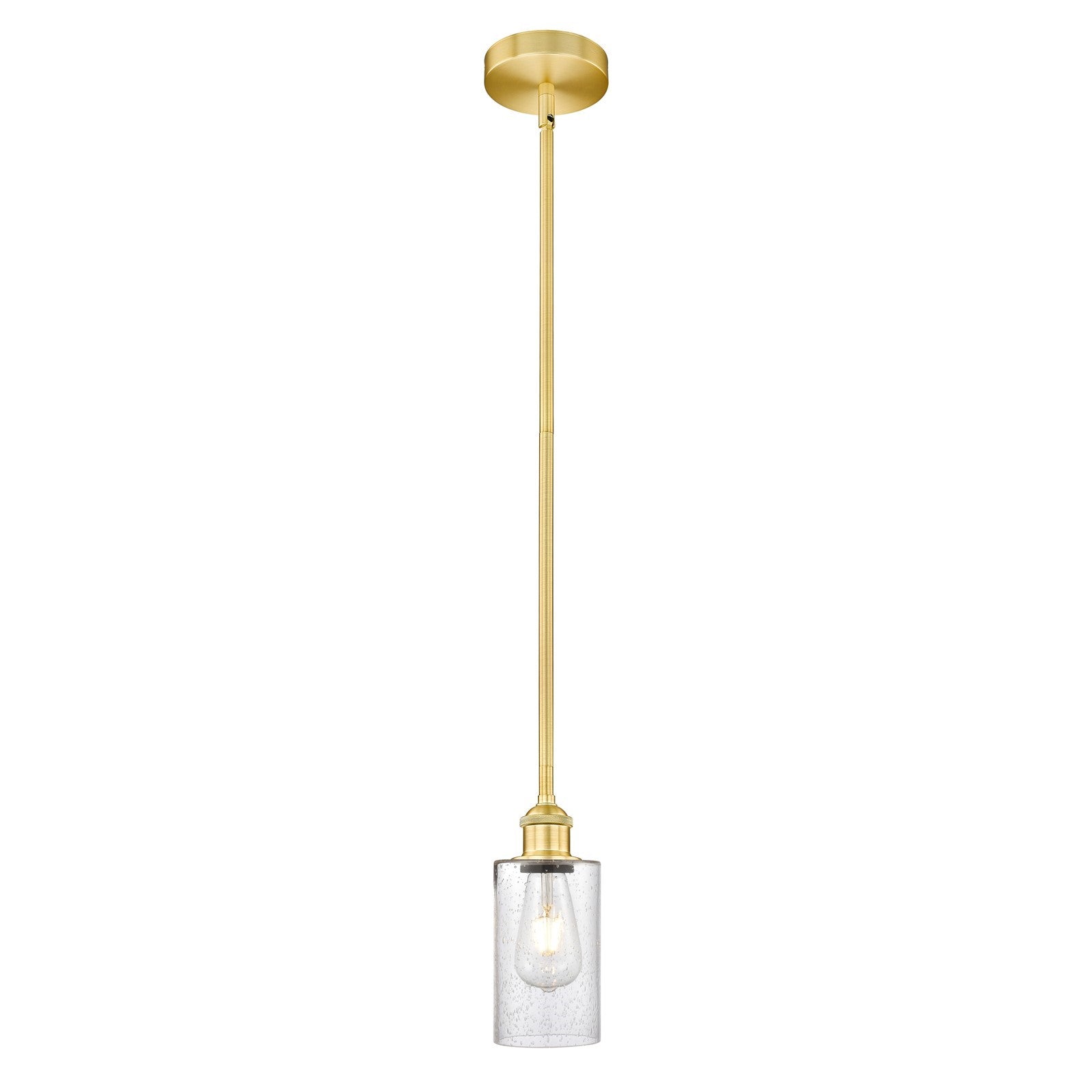 Innovations Clymer 4in 1-Light Mini Pendant | Transitional Satin Gold Steel and Seedy Glass | Kitchen Island & Breakfast Nook | Model 616-1S-SG-G804