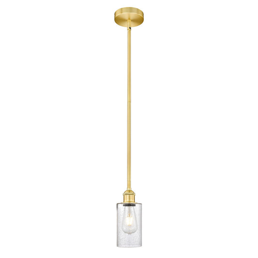 Innovations Clymer 4in 1-Light Mini Pendant | Transitional Satin Gold Steel and Seedy Glass | Kitchen Island & Breakfast Nook | Model 616-1S-SG-G804