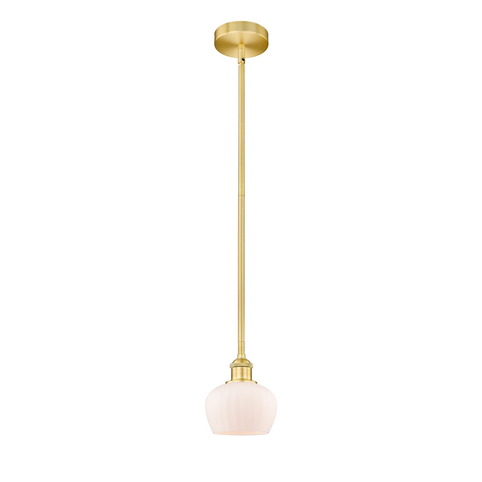 Innovations Fenton 7in 1-Light Mini Pendant | Industrial Satin Gold Steel and Matte White Glass | Kitchen Island & Dining Room | Model 616-1S-SG-G91-LED