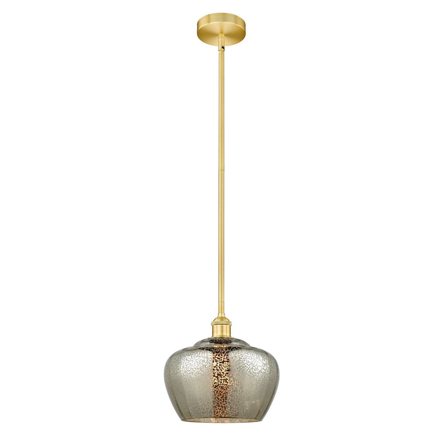 Innovations Fenton 11in 1-Light Mini Pendant | Industrial Satin Gold Steel and Mercury Glass | Kitchen Island & Dining Room | Model 616-1S-SG-G96-L-LED