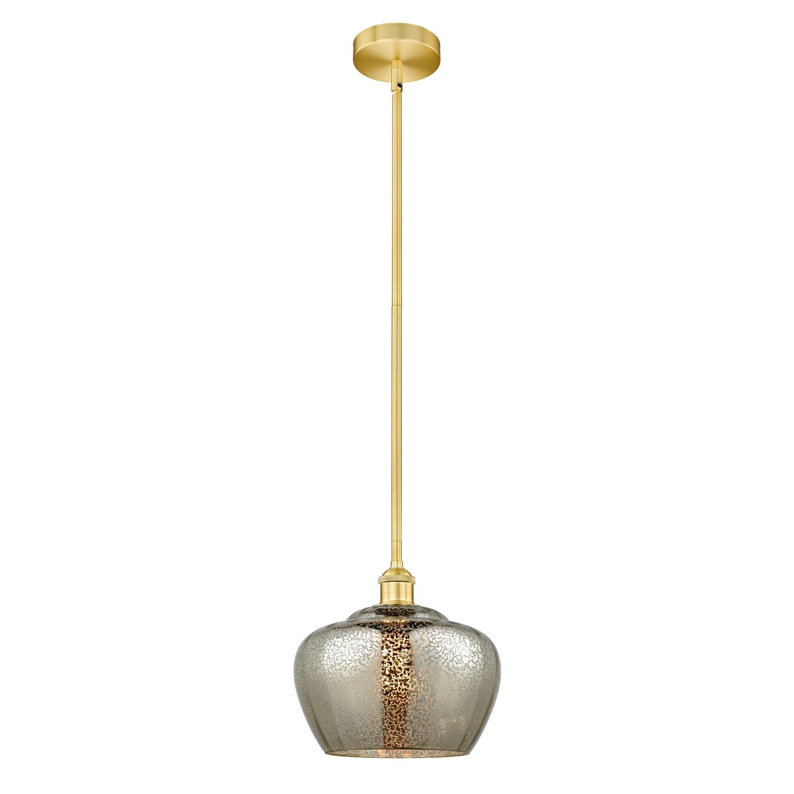 Innovations Fenton 11in 1-Light Mini Pendant | Industrial Satin Gold Steel and Mercury Glass | Kitchen Island & Dining Room | Model 616-1S-SG-G96-L-LED