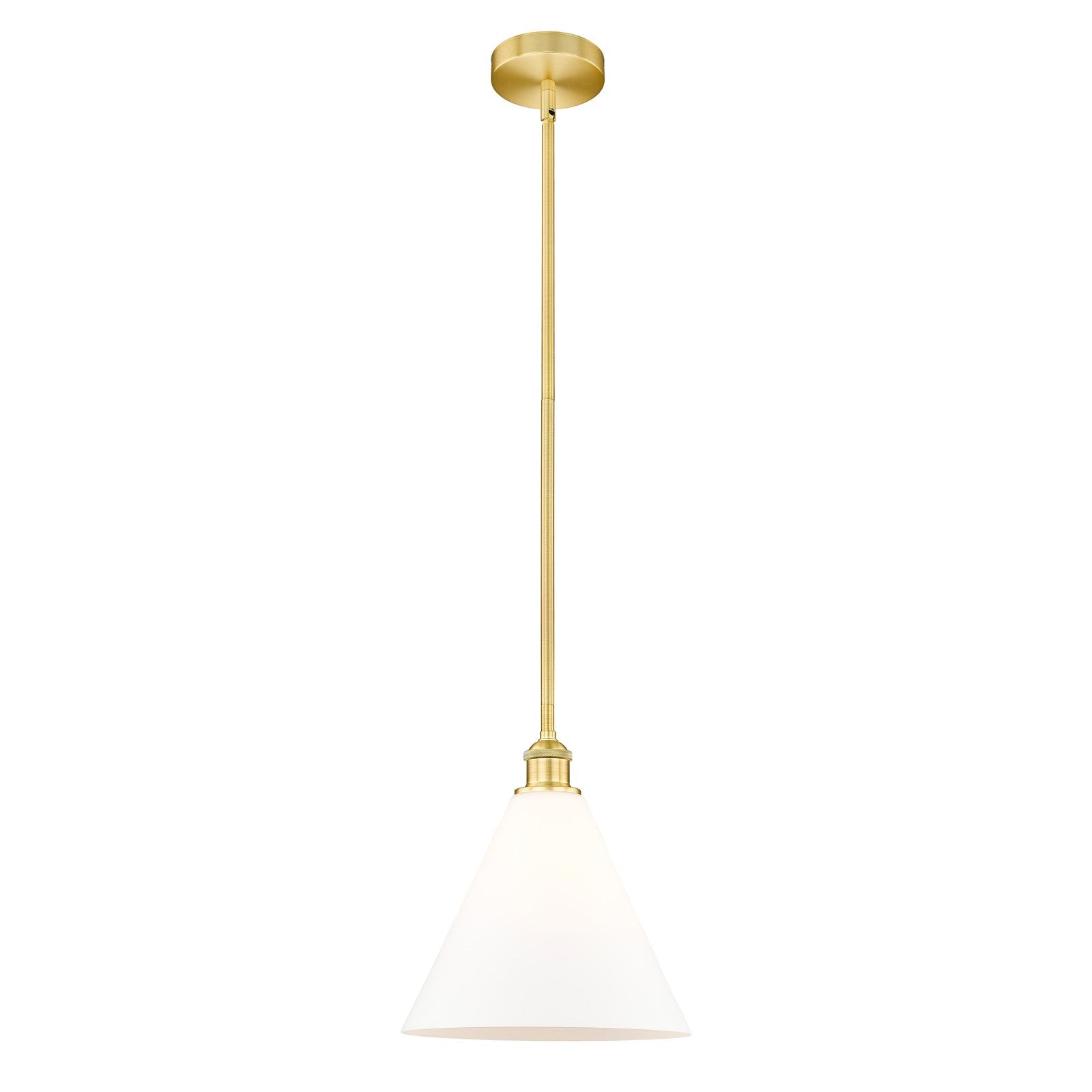 Innovations Berkshire 12in 1-Light Mini Pendant | Industrial Satin Gold Steel and Matte White Glass | Kitchen Island & | Model 616-1S-SG-GBC-121-LED