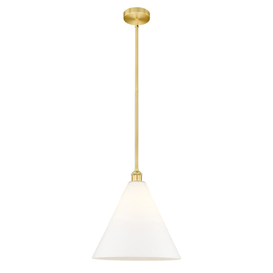 Innovations Berkshire 16in 1-Light Pendant | Industrial Satin Gold Steel and Matte White Glass | Kitchen Island & Dining Room | Model 616-1S-SG-GBC-161