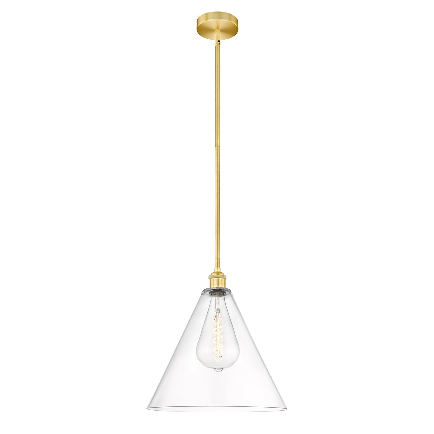 Innovations Berkshire Glass 16in 1-Light Pendant | Industrial Satin Gold Steel and Clear Glass | Kitchen Island & Dining Room | Model 616-1S-SG-GBC-162