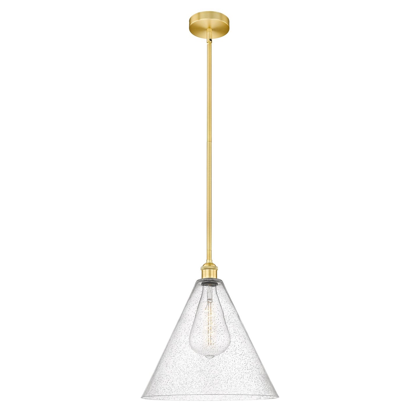 Innovations Berkshire 16in 1-Light Pendant | Industrial Satin Gold Steel and Cast Brass with Seedy Glass Shade | Kitchen Island | Model 616-1S-SG-GBC-164