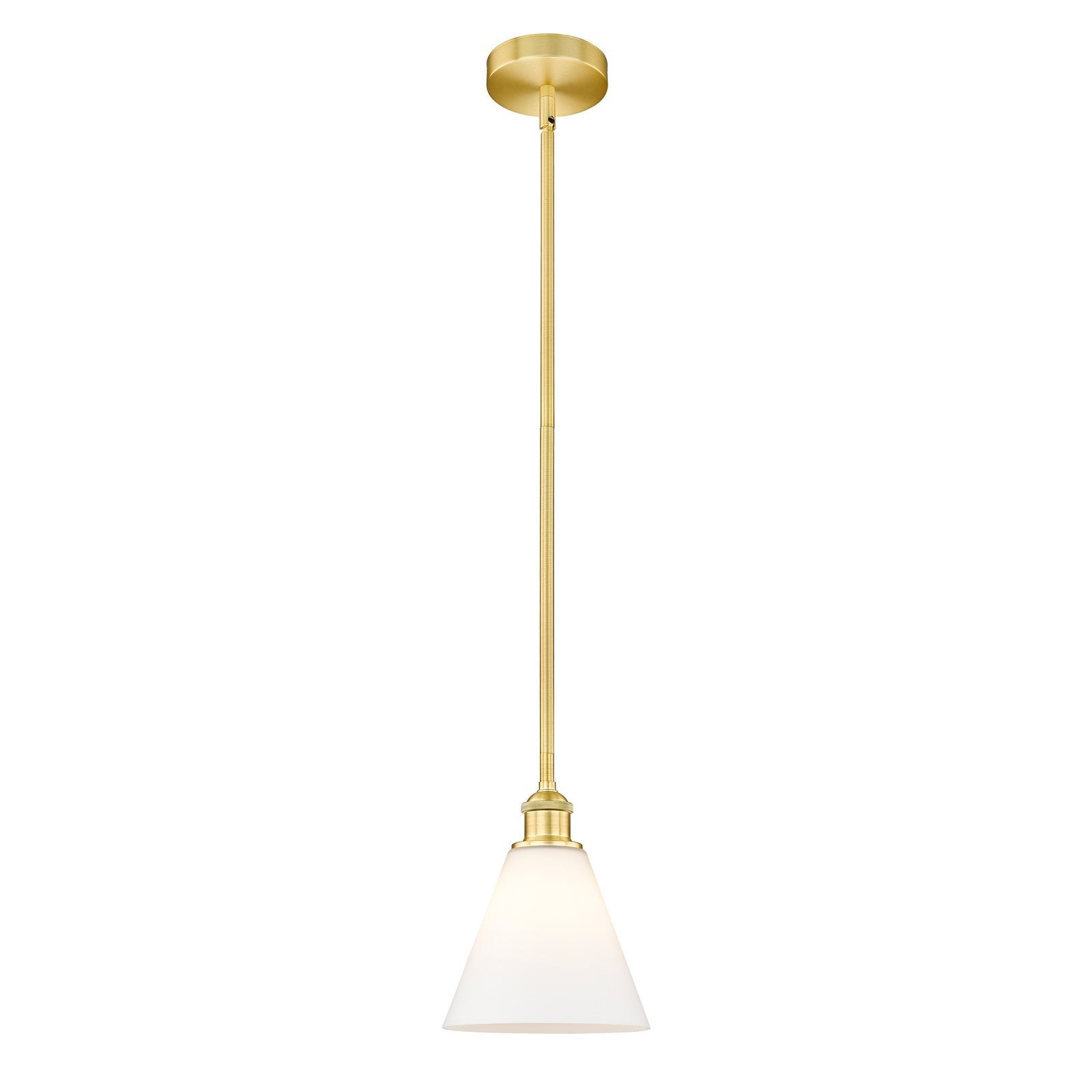 Innovations Berkshire Glass 8in 1-Light Mini Pendant | Industrial Satin Gold Steel and Matte White Glass | Kitchen Island & | Model 616-1S-SG-GBC-81