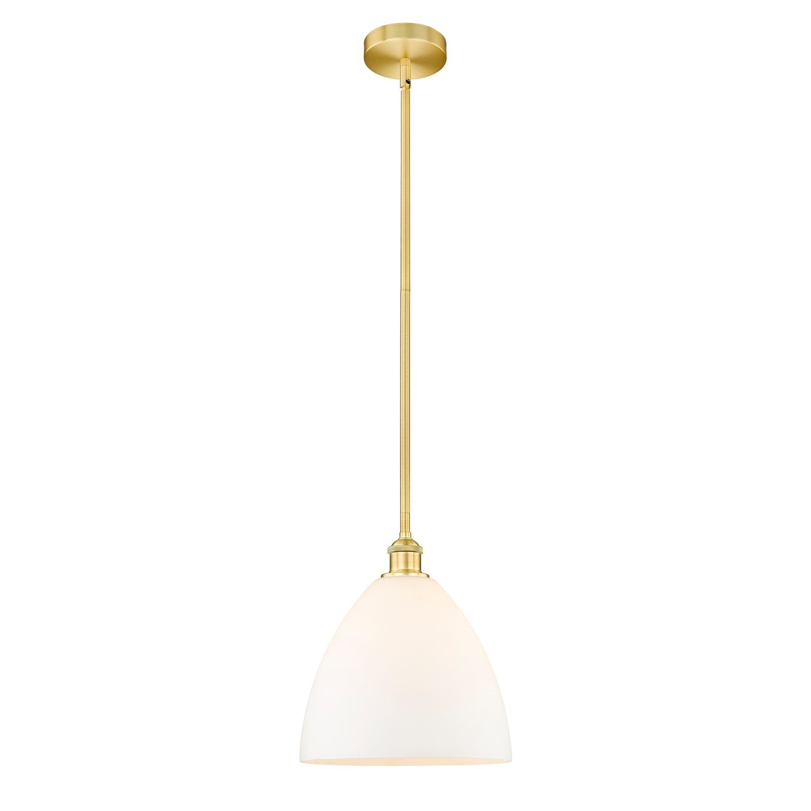 Innovations Bristol 12in 1-Light Mini Pendant | Industrial Satin Gold Steel and Matte White Glass | Kitchen Island & Dining | Model 616-1S-SG-GBD-121-LED