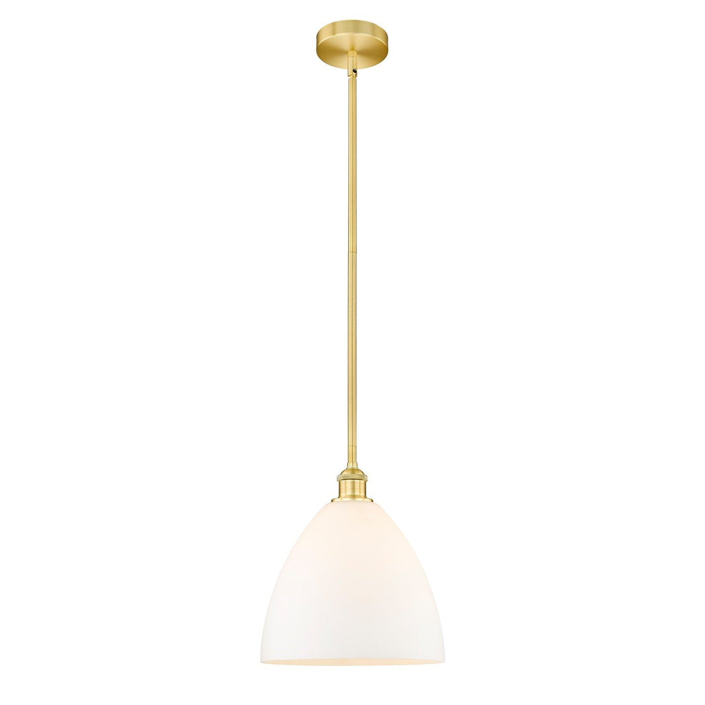 Innovations Bristol 12in 1-Light Mini Pendant | Industrial Satin Gold Steel and Matte White Glass | Kitchen Island & Dining | Model 616-1S-SG-GBD-121-LED