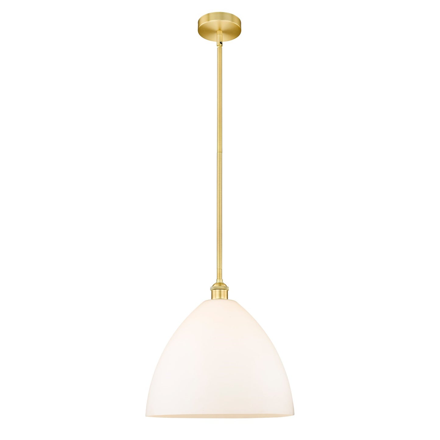 Innovations Bristol 16in 1-Light Pendant | Industrial Satin Gold Steel and Matte White Glass | Kitchen Island & Dining Room | Model 616-1S-SG-GBD-161-LED