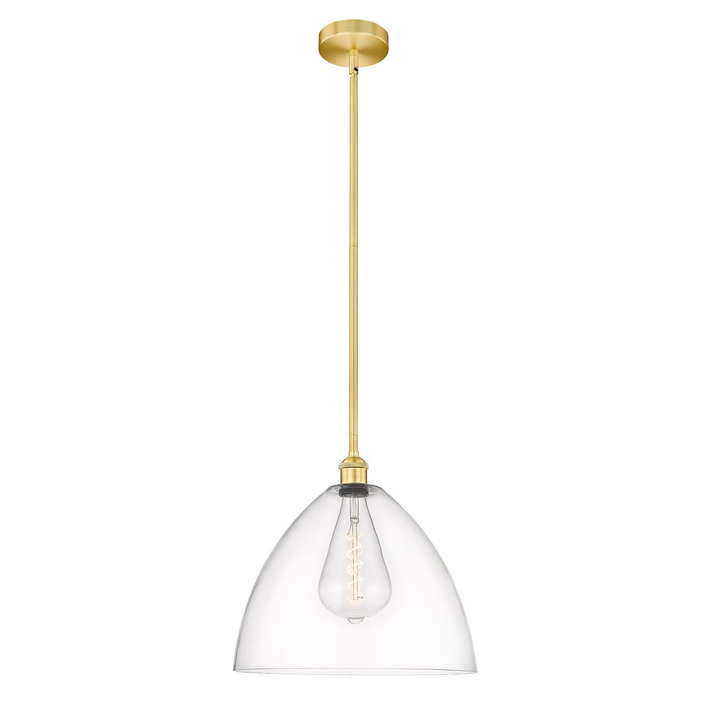 Innovations Bristol 16in 1-Light Pendant | Industrial Satin Gold Steel and Clear Glass | Kitchen Island & Dining Room | 16 x 16 | Model 616-1S-SG-GBD-162