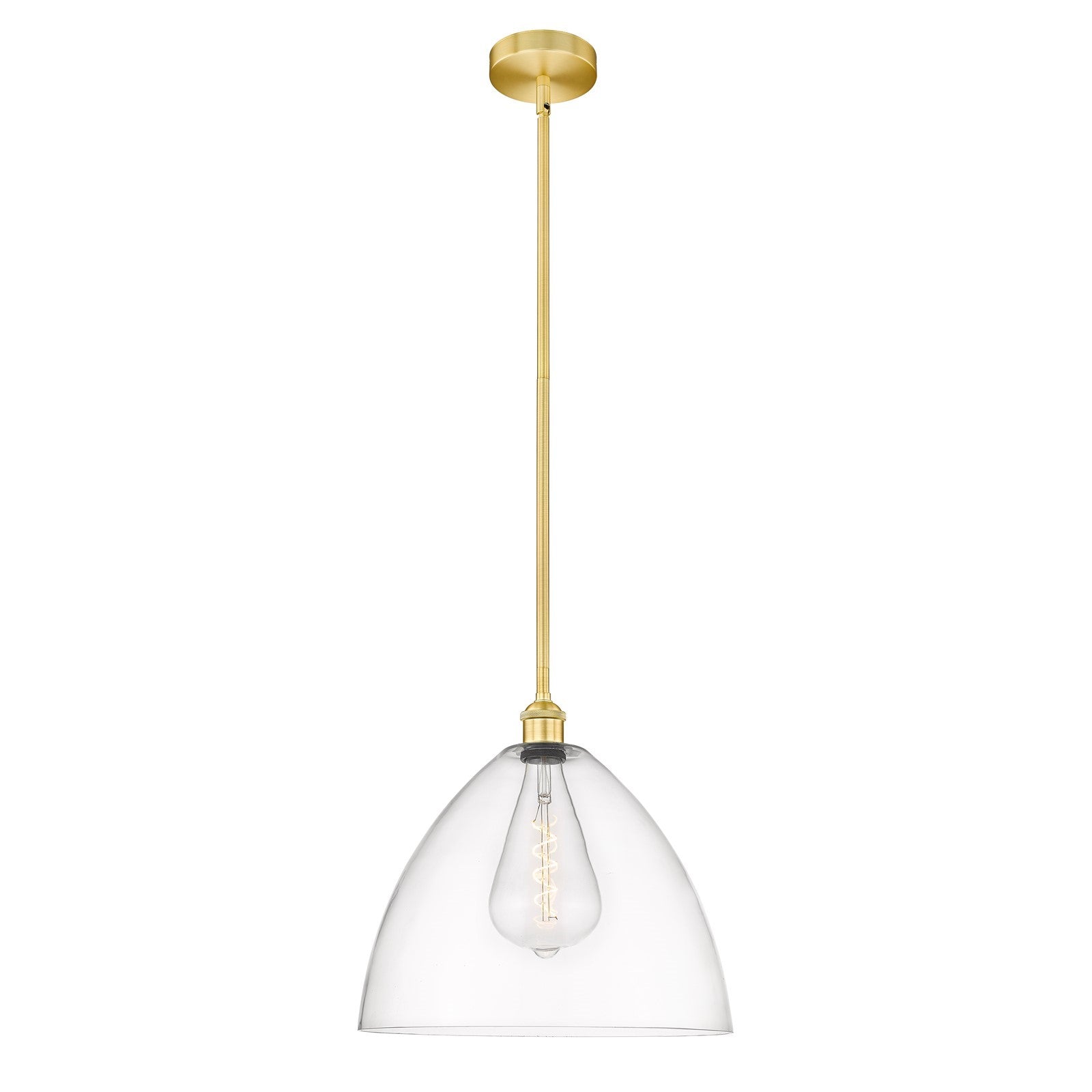 Innovations Bristol 16in 1-Light Pendant | Industrial Satin Gold Steel and Clear Glass | Kitchen Island & Dining Room | 16 x 16 | Model 616-1S-SG-GBD-162