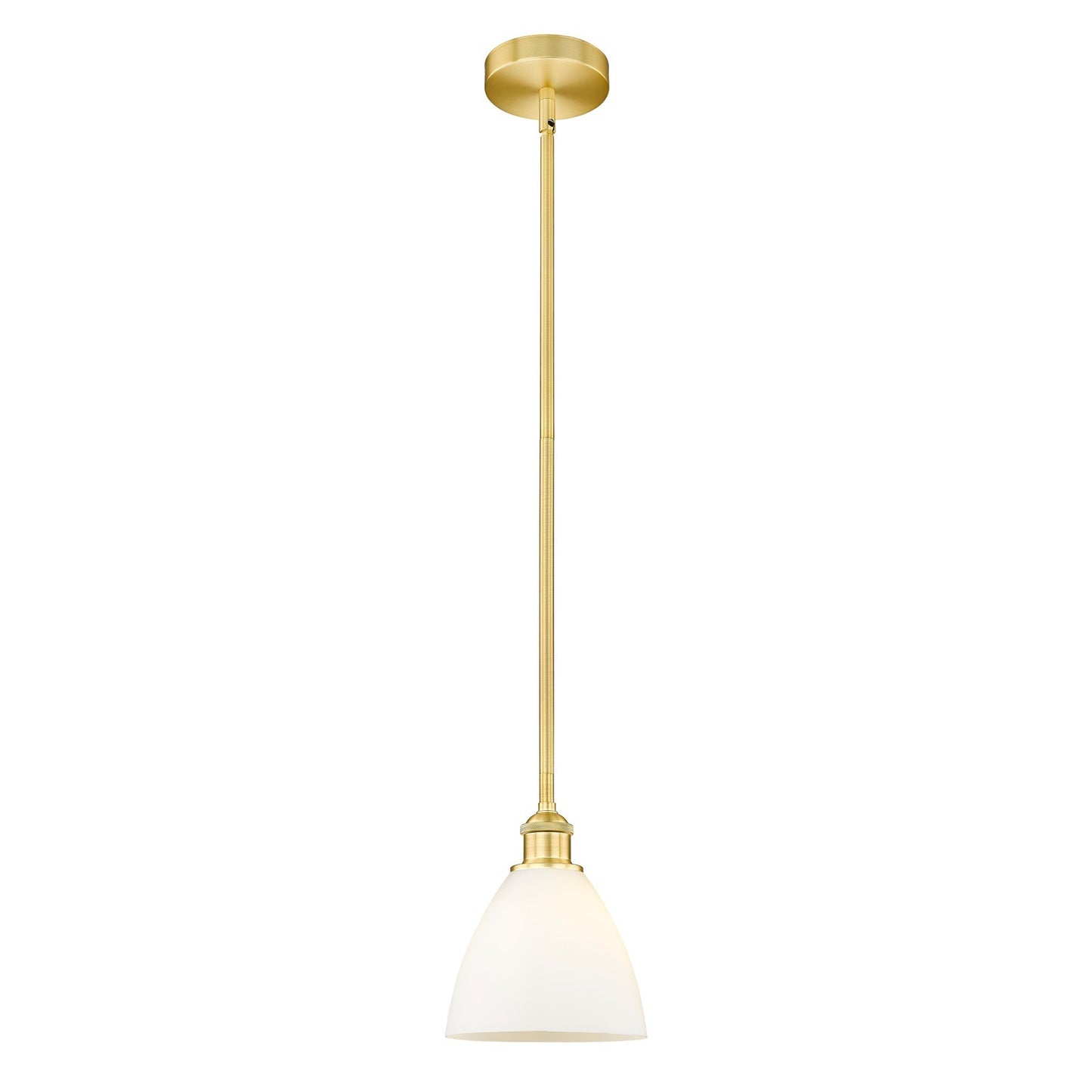 Innovations Bristol 8in 1-Light Mini Pendant | Industrial Satin Gold Steel and Matte White Glass | Kitchen Island & Dining Room | Model 616-1S-SG-GBD-751