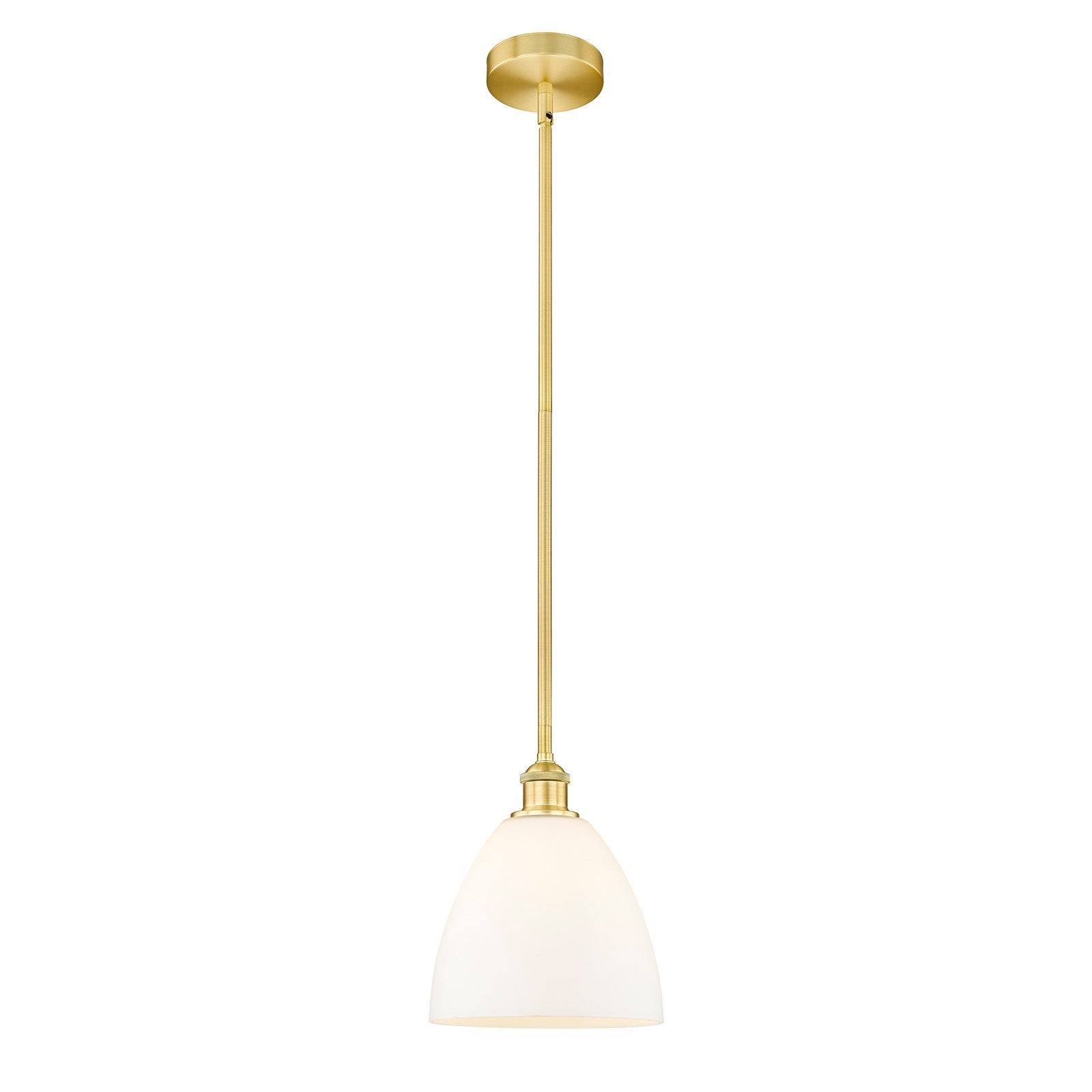 Innovations Bristol 9in 1-Light Mini Pendant | Industrial Satin Gold Steel and Matte White Glass | Kitchen Island & Dining | Model 616-1S-SG-GBD-91-LED