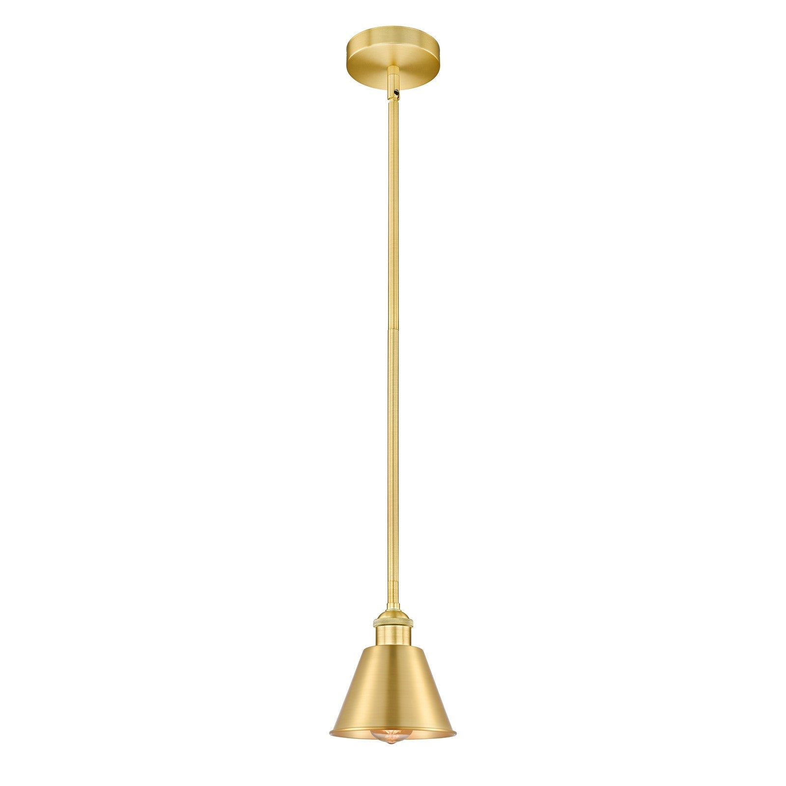 Innovations Smithfield 6.5in 1-Light Mini Pendant | Industrial Farmhouse Satin Gold Steel and Satin Gold Metal Shade | Kitchen Island | Model 616-1S-SG-M8