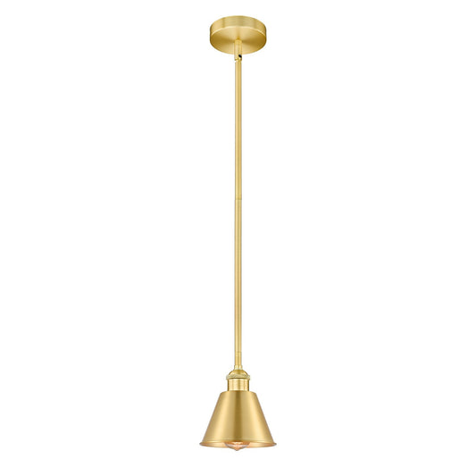 Innovations Smithfield 6.5in 1-Light Mini Pendant | Industrial Farmhouse Satin Gold Steel and Satin Gold Metal Shade | Kitchen Island | Model 616-1S-SG-M8