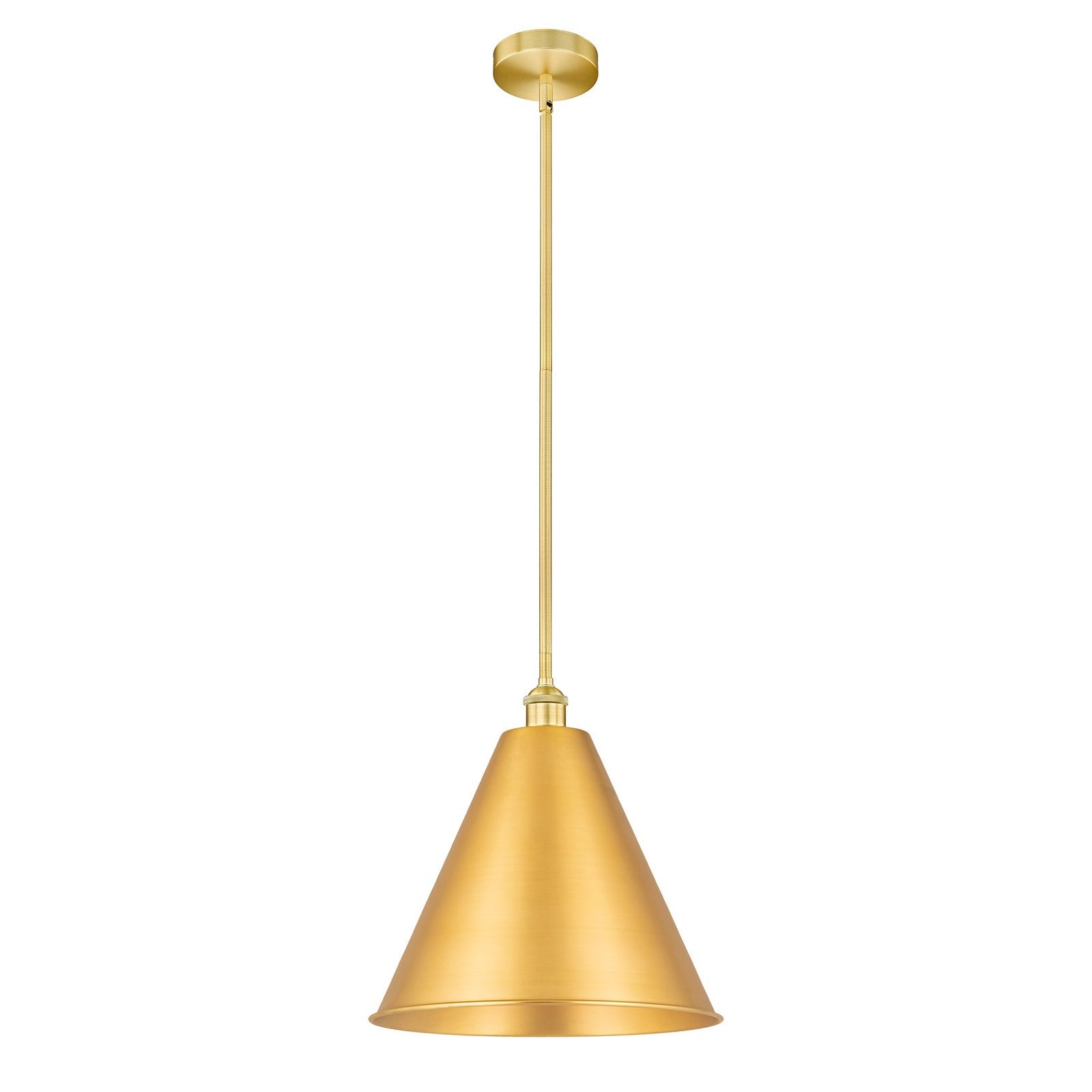 Innovations Berkshire Metal 16in 1-Light Mini Pendant | Industrial Farmhouse Satin Gold Steel and Cast Brass | Kitchen Island | Model 616-1S-SG-MBC-16-SG