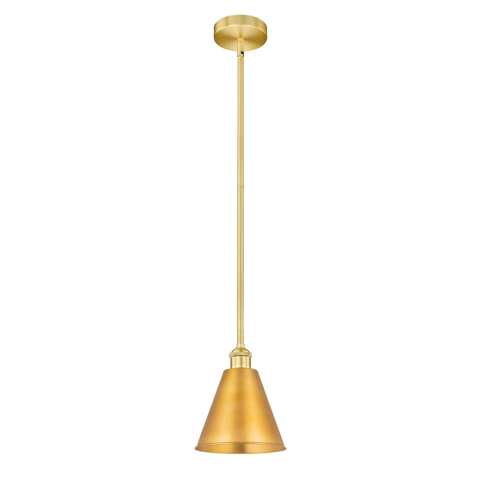 Innovations Berkshire 8in 1-Light Mini Pendant | Industrial Farmhouse Satin Gold Steel and Cast Brass with Satin Gold Metal | Model 616-1S-SG-MBC-8-SG