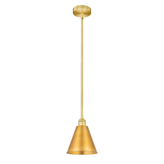 Innovations Berkshire Metal 8in 1-Light Mini Pendant | Industrial Satin Gold Steel and Cast Brass with Satin Gold Metal | Model 616-1S-SG-MBC-8-SG-LED