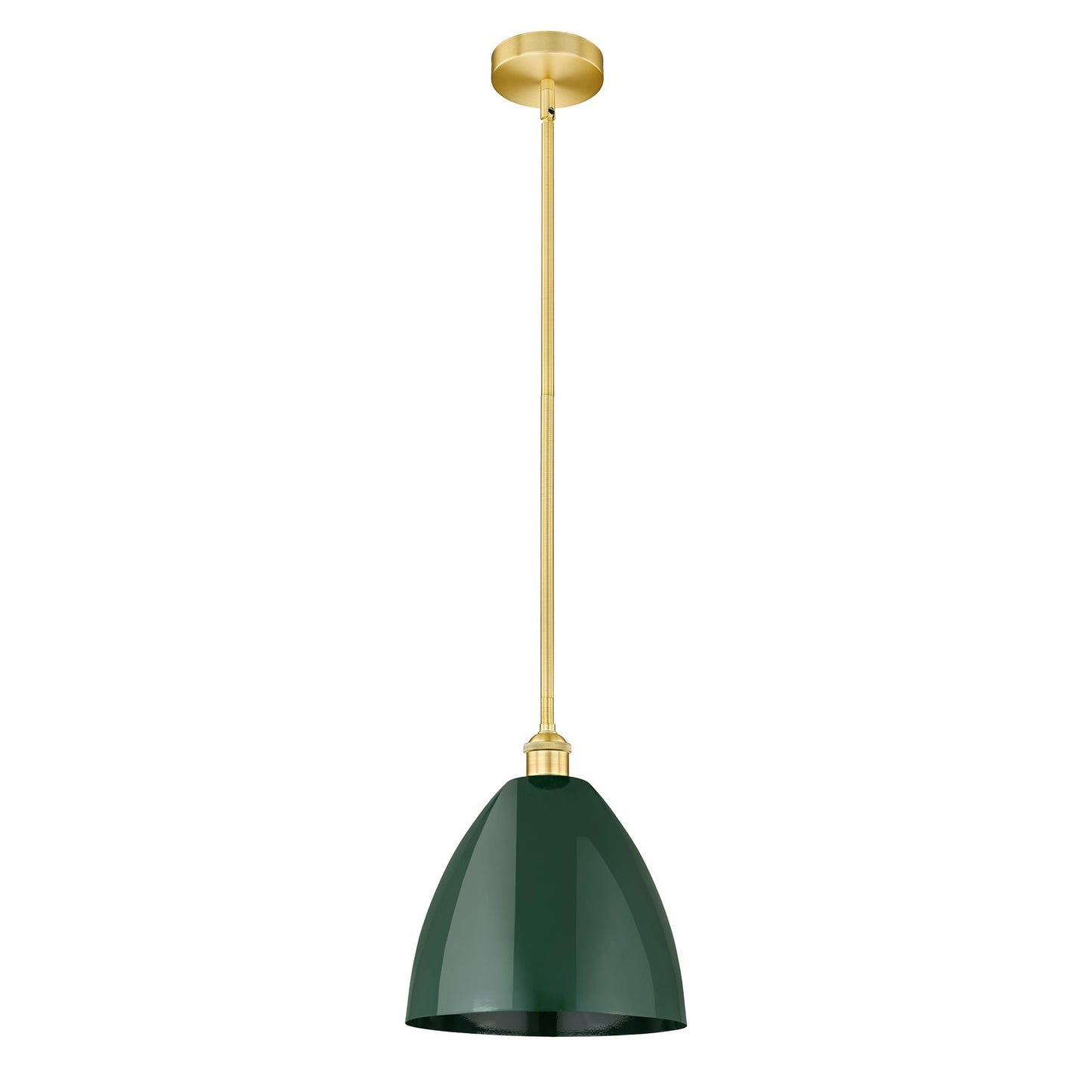 Innovations Plymouth 12in 1-Light Mini Pendant | Industrial Satin Gold Steel and Matte Green Metal | Kitchen Island & Dining | Model 616-1S-SG-MBD-12-GR