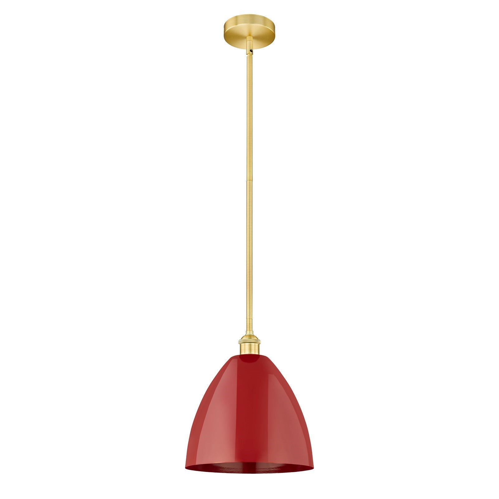 Innovations Plymouth 12in 1-Light Mini Pendant | Industrial Satin Gold and Matte Red Metal | Kitchen Island & Dining Room | 12 | Model 616-1S-SG-MBD-12-RD