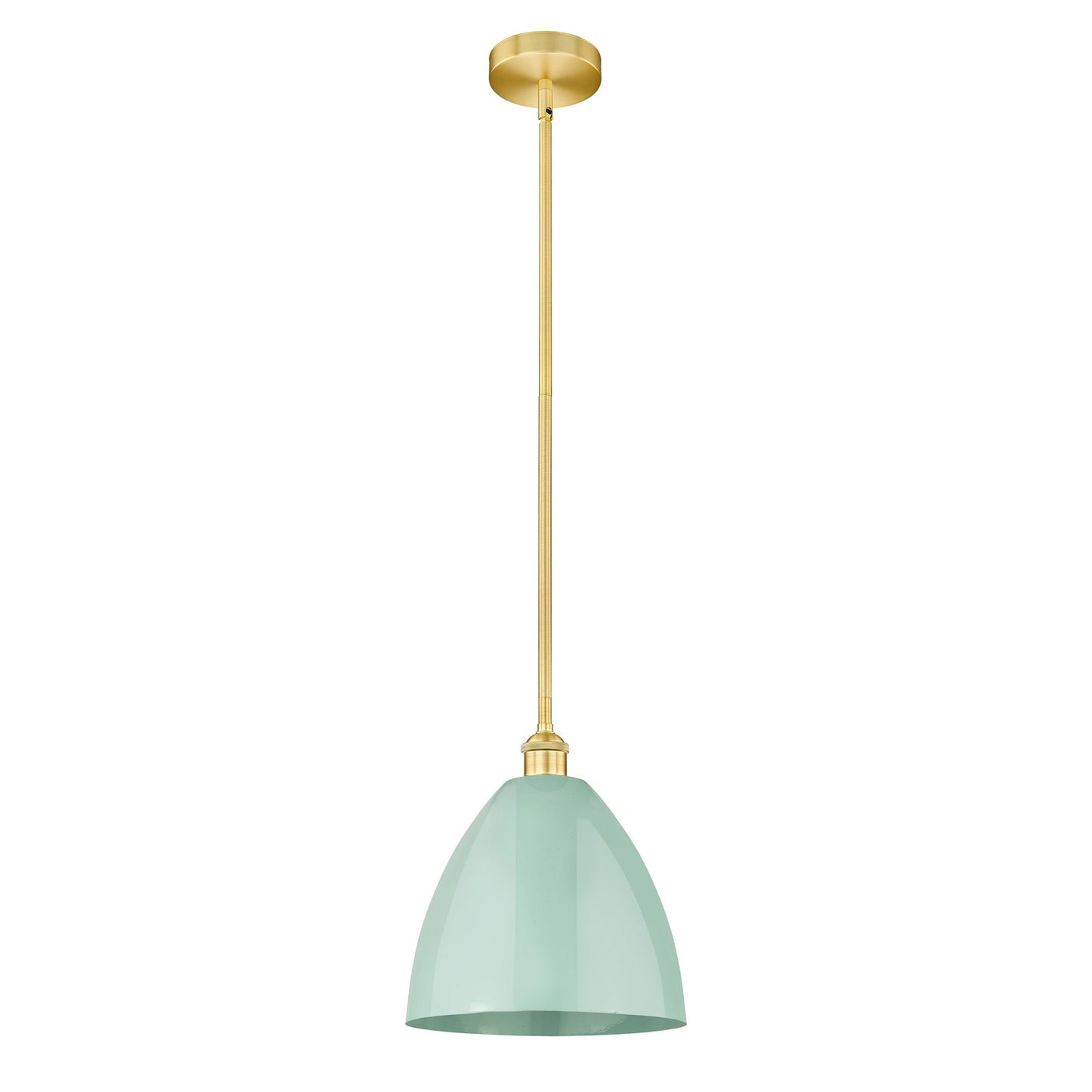 Innovations Plymouth 12in 1-Light Mini Pendant | Industrial Satin Gold Steel and Seafoam Metal | Kitchen Island & Dining | Model 616-1S-SG-MBD-12-SF-LED