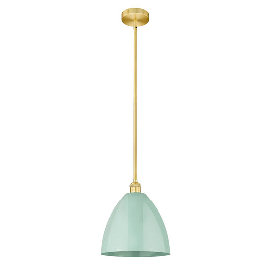 Innovations Plymouth 12in 1-Light Mini Pendant | Industrial Satin Gold Steel and Seafoam Metal | Kitchen Island & Dining | Model 616-1S-SG-MBD-12-SF-LED