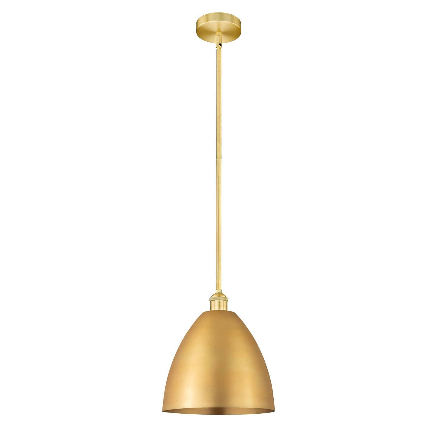 Innovations Bristol 12in 1-Light Mini Pendant | Industrial Farmhouse Satin Gold Steel and Cast Brass Metal Shade | Kitchen | Model 616-1S-SG-MBD-12-SG