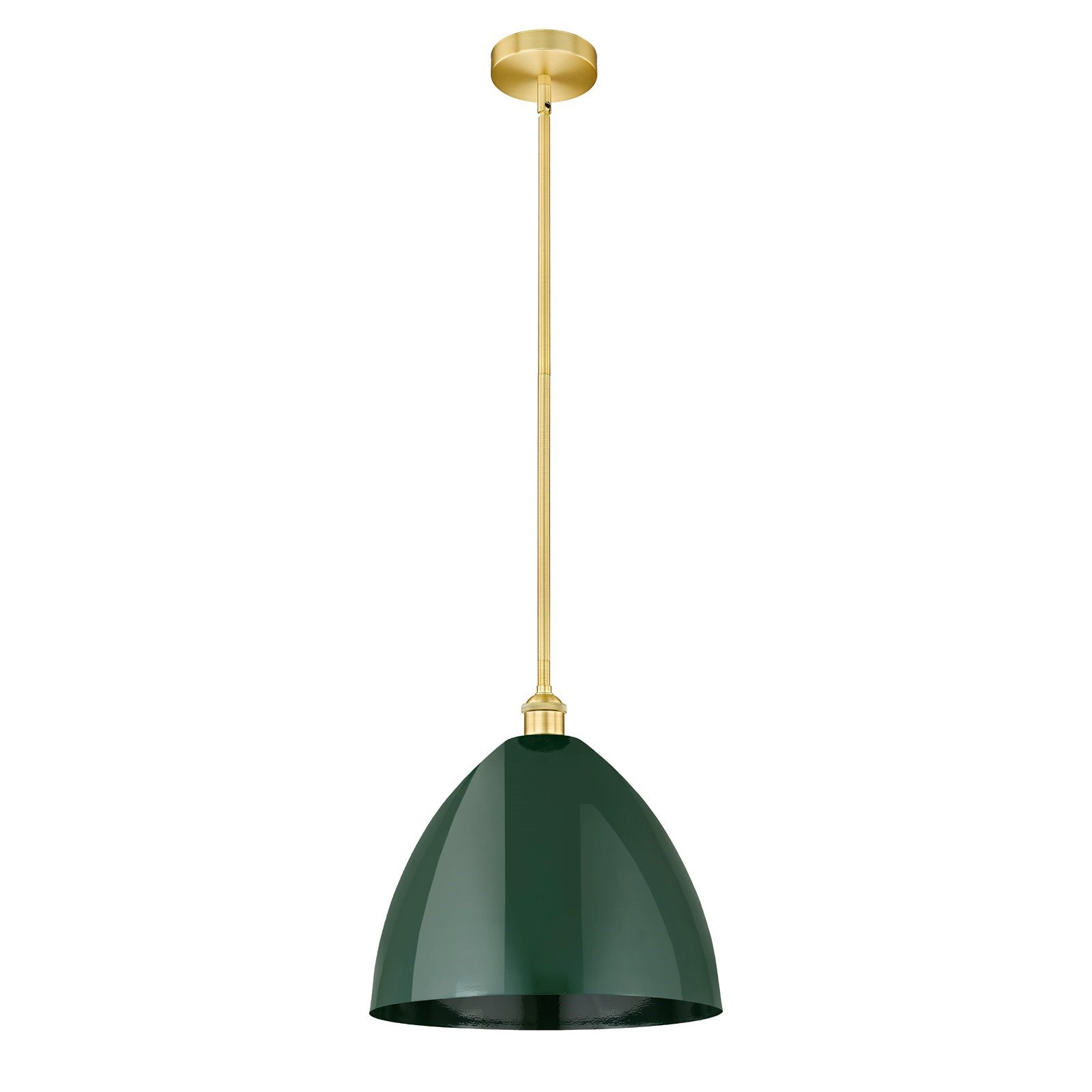 Innovations Plymouth 16in 1-Light Mini Pendant | Industrial Satin Gold Steel and Matte Green Metal | Kitchen Island & | Model 616-1S-SG-MBD-16-GR-LED