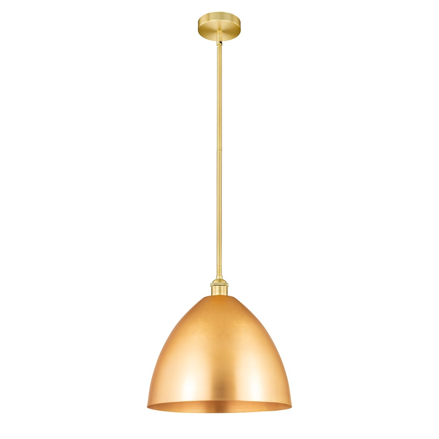Innovations Bristol 16in 1-Light Mini Pendant | Industrial Farmhouse Satin Gold Steel and Satin Gold Metal Shade | Kitchen | Model 616-1S-SG-MBD-16-SG