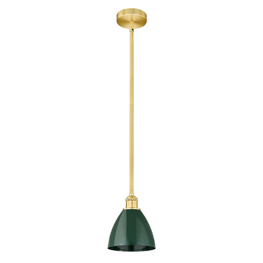 Innovations Plymouth 8in 1-Light Mini Pendant | Industrial Satin Gold and Matte Green Metal | Kitchen Island & Dining Room | Model 616-1S-SG-MBD-75-GR