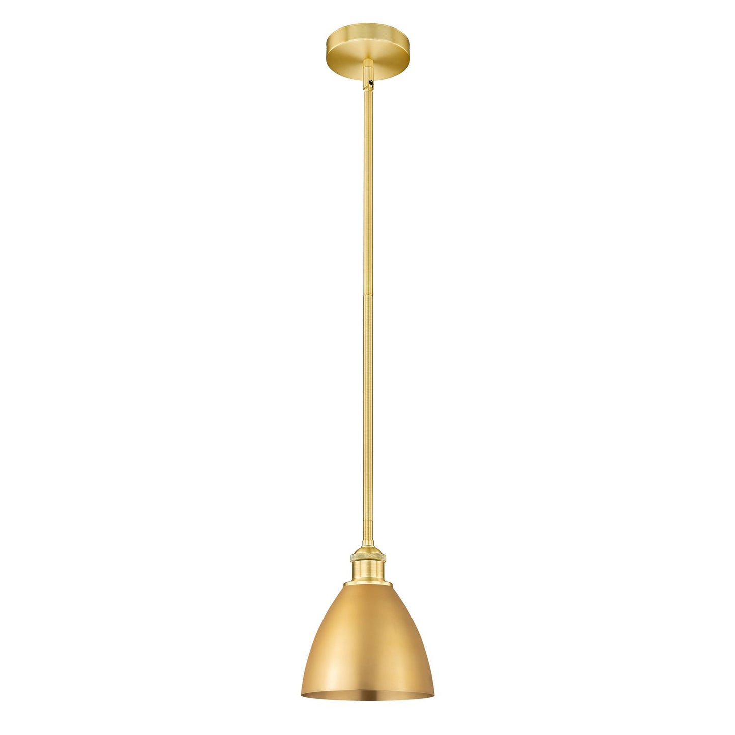 Innovations Bristol 8in 1-Light Mini Pendant | Industrial Farmhouse Satin Gold Steel and Cast Brass with Satin Gold Metal | Model 616-1S-SG-MBD-75-SG