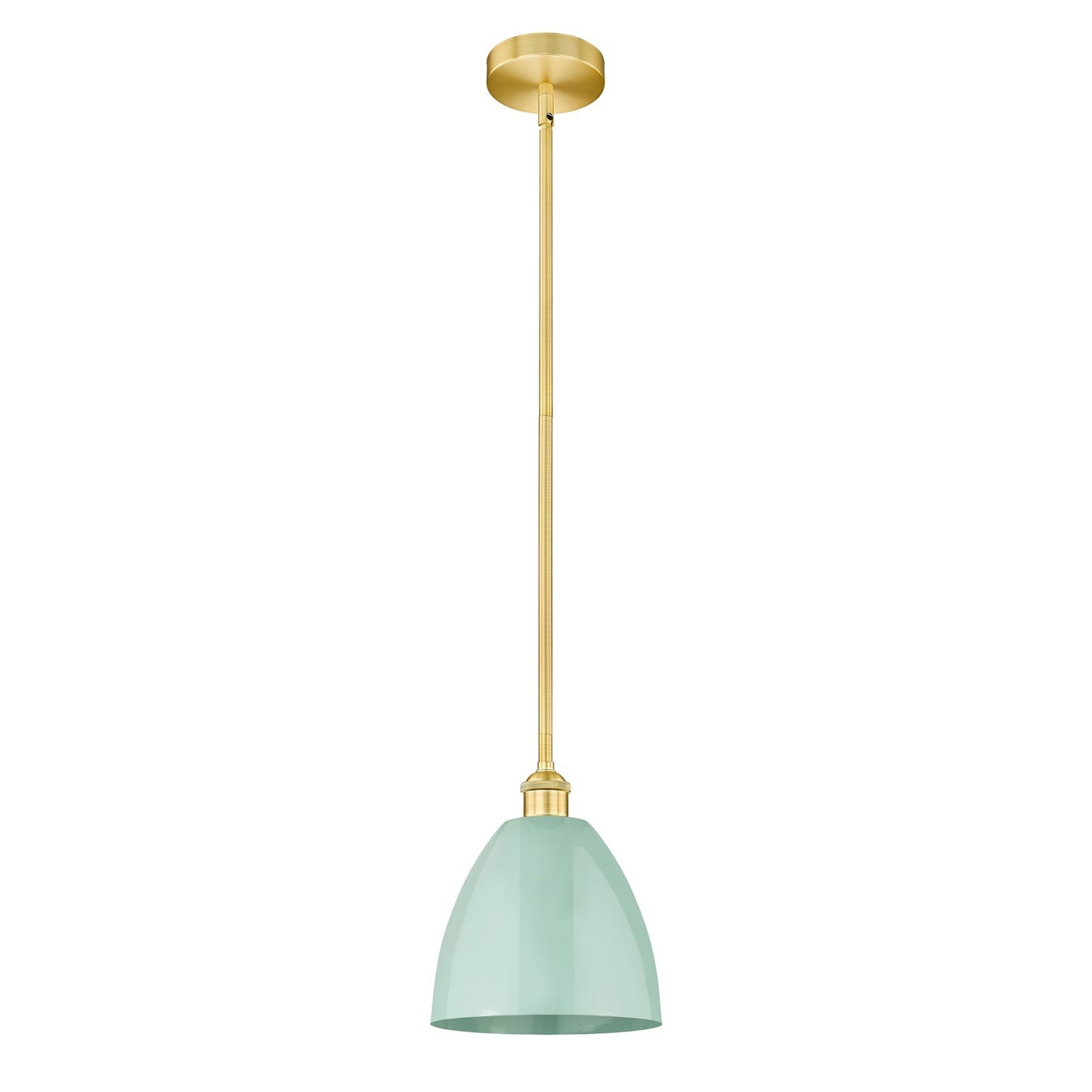 Innovations Plymouth 9in 1-Light Mini Pendant | Industrial Farmhouse Satin Gold and Matte Seafoam Metal | Kitchen Island & | Model 616-1S-SG-MBD-9-SF