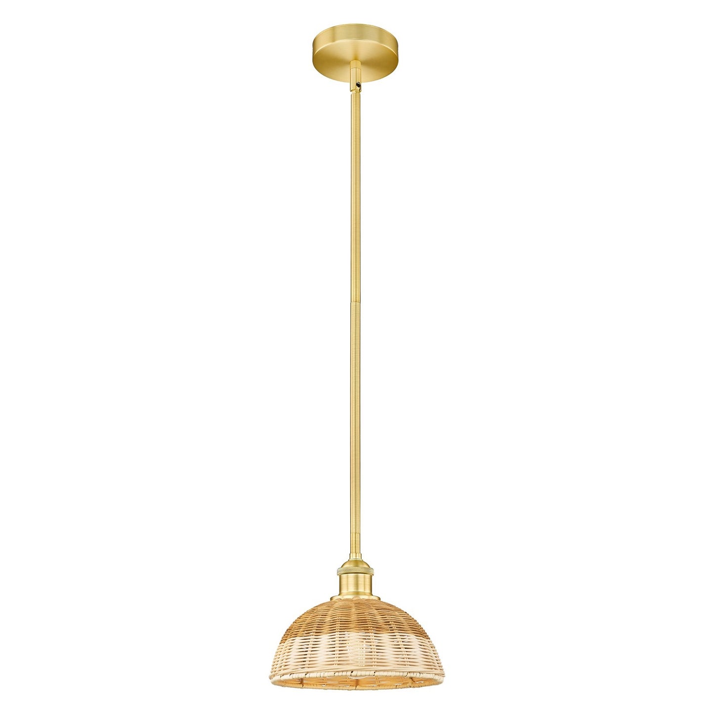 Innovations Bristol Natural II 9in 1-Light Mini Pendant | Industrial Satin Gold Steel and Cast Brass with Matte Black Natural | Model 616-1S-SG-NBD2-9-NAT