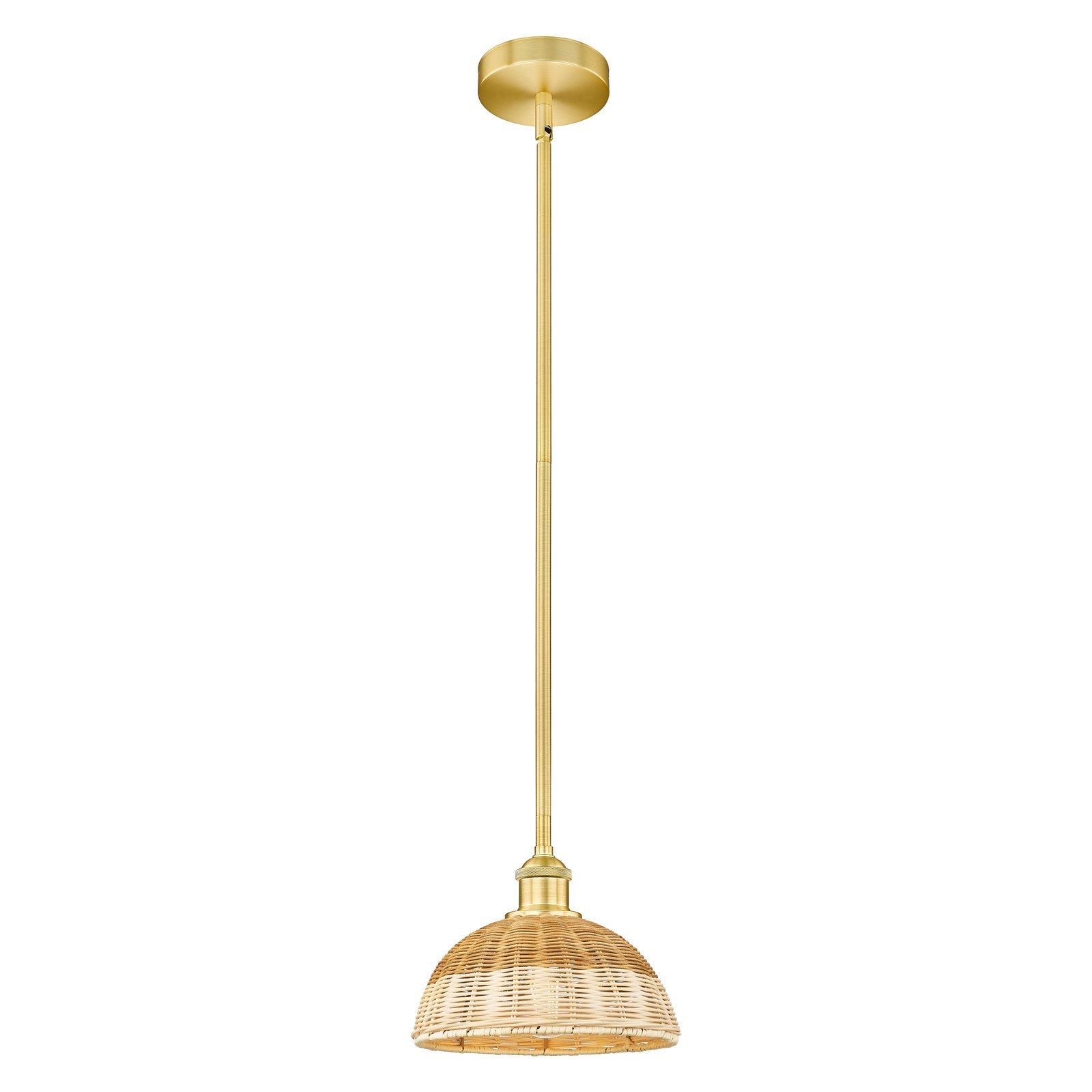 Innovations Bristol Natural II 9in 1-Light Mini Pendant | Industrial Satin Gold Steel and Cast Brass with Matte Black Natural | Model 616-1S-SG-NBD2-9-NAT