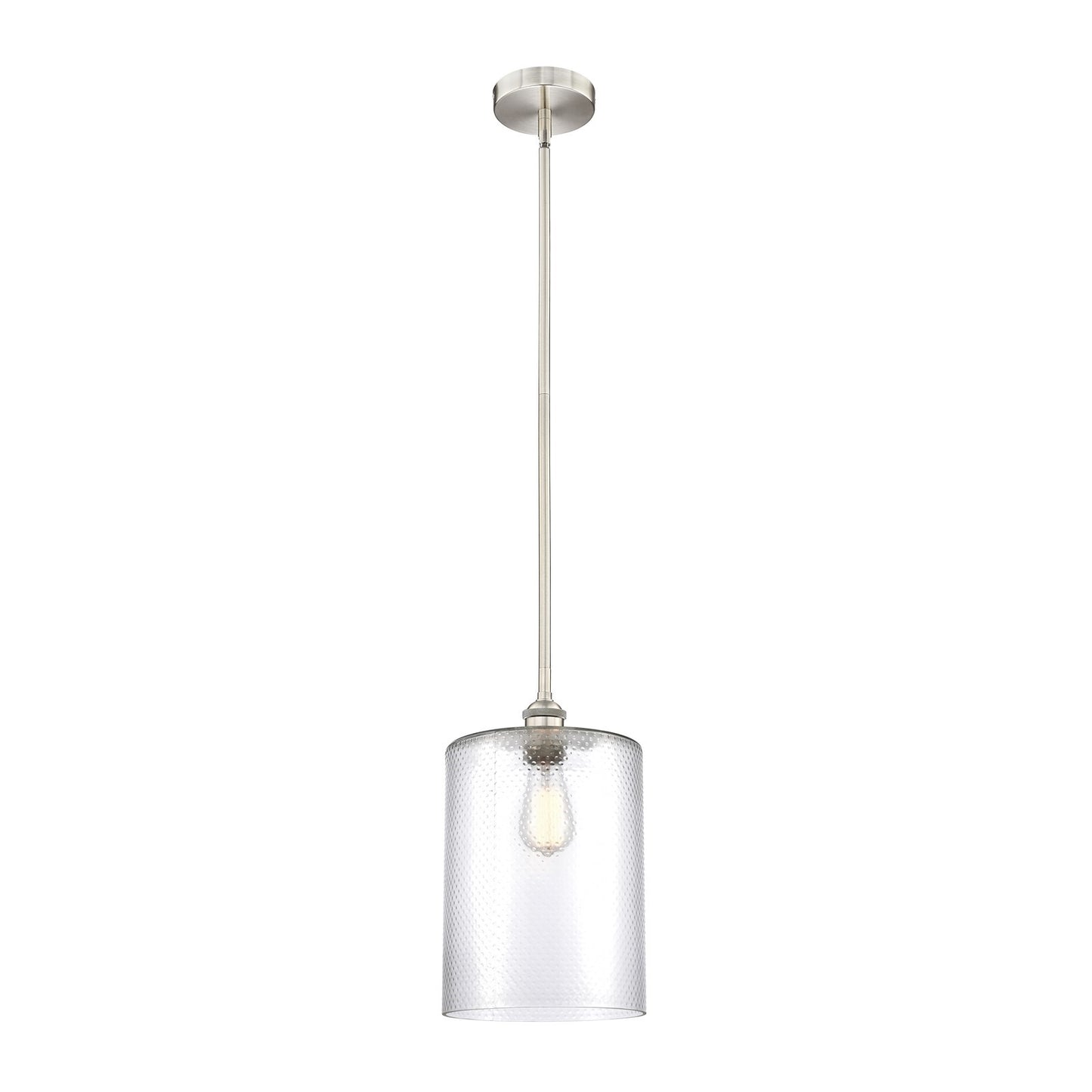 Innovations Cobbleskill 9in 1-Light Mini Pendant | Industrial Brushed Satin Nickel Steel and Clear Glass | Kitchen Island & | Model 616-1S-SN-G112-L-LED
