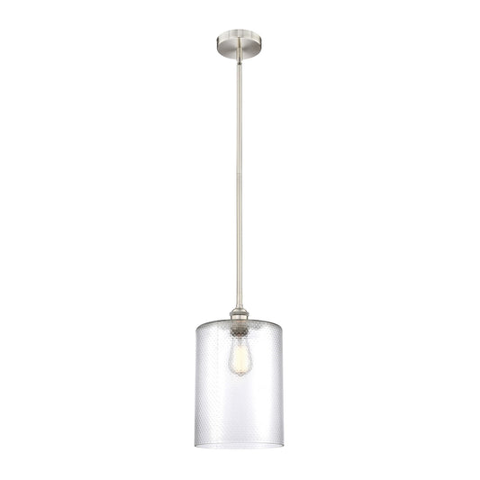 Innovations Cobbleskill 9in 1-Light Mini Pendant | Industrial Brushed Satin Nickel Steel and Clear Glass | Kitchen Island & | Model 616-1S-SN-G112-L-LED